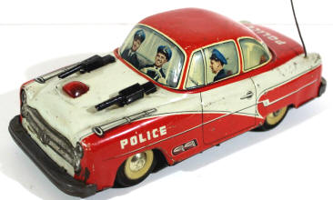 Vintage Toy Tinplate Police Car For Sale